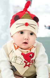 เซ็ตหมวกเด็กพร้อมผ้ากันเปื้อน  HAPPY MOUSE BEANIE & BIBSET จาก GZMM