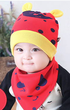 เซ็ตหมวกบีนนี่ผ้ายืดลายเจ้าตูบแต่งหูน่ารักจาก TIANYIBEAR